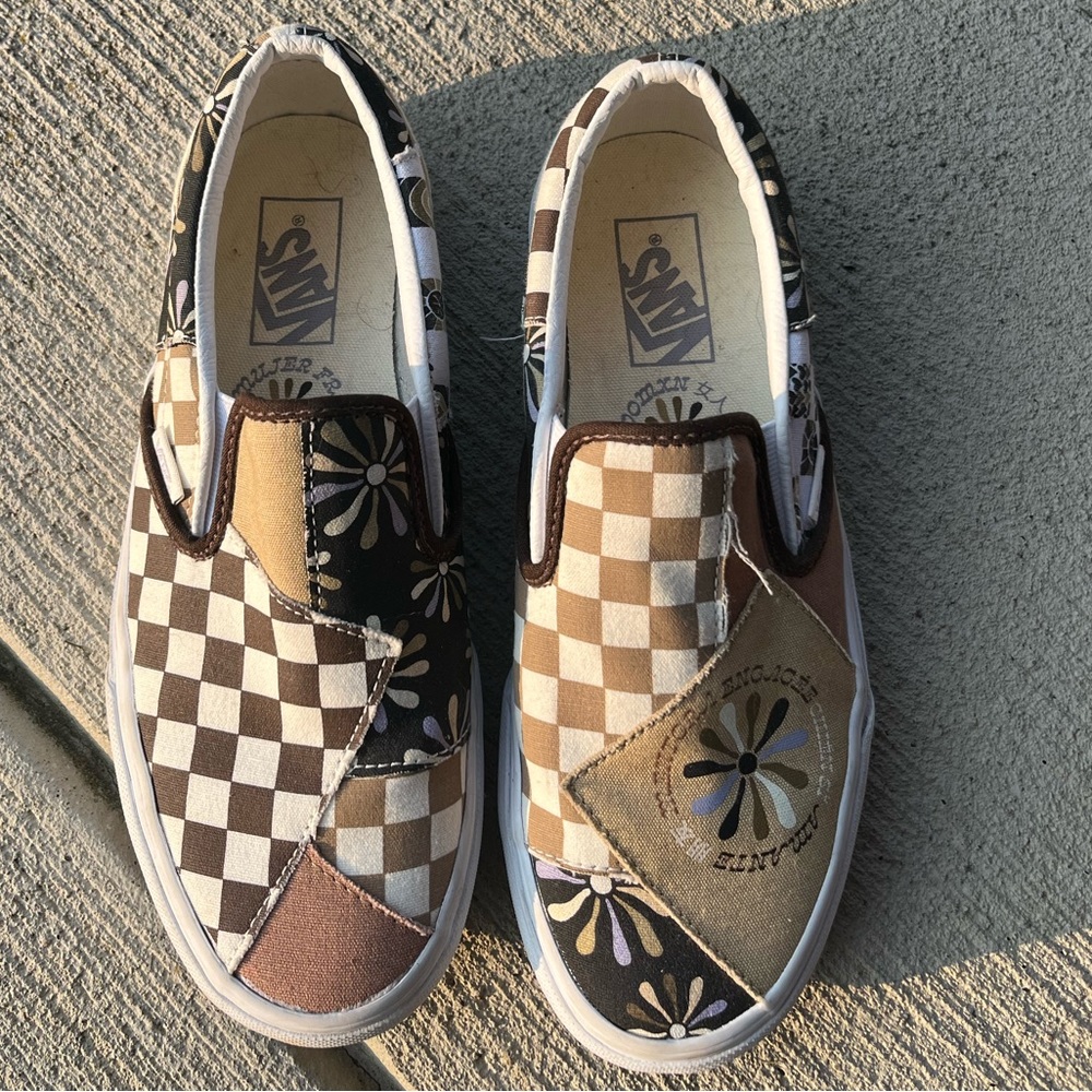 Patchwork a checkered Slip-on Vans